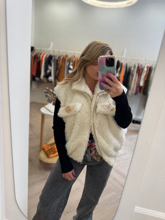 Vick veste molletonnée écru