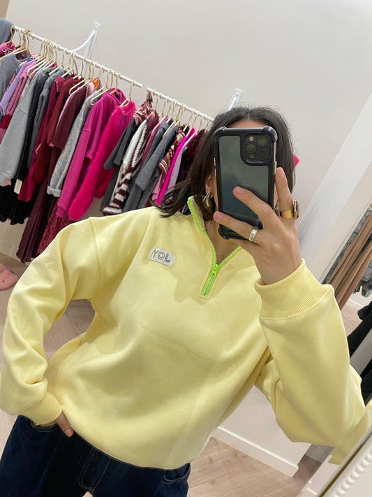 SWEAT JAUNE INSCIPTION JOY
