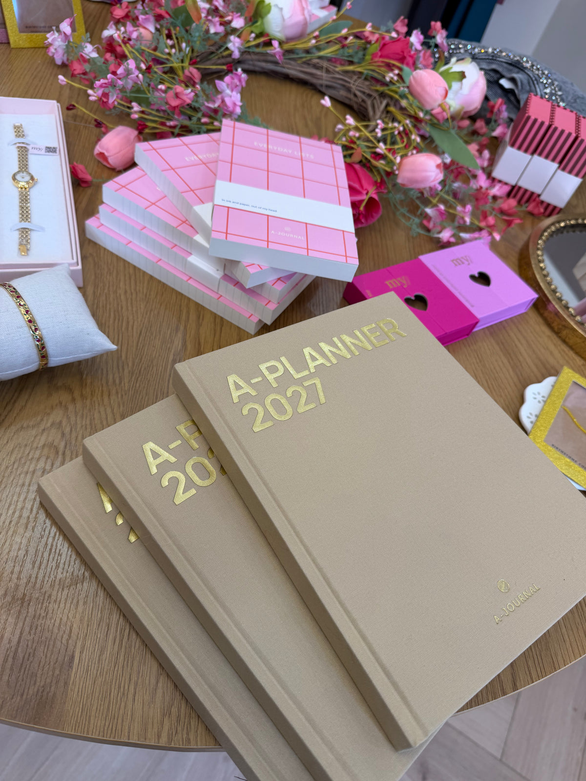 Planner 2027 agenda et notes beige et or
