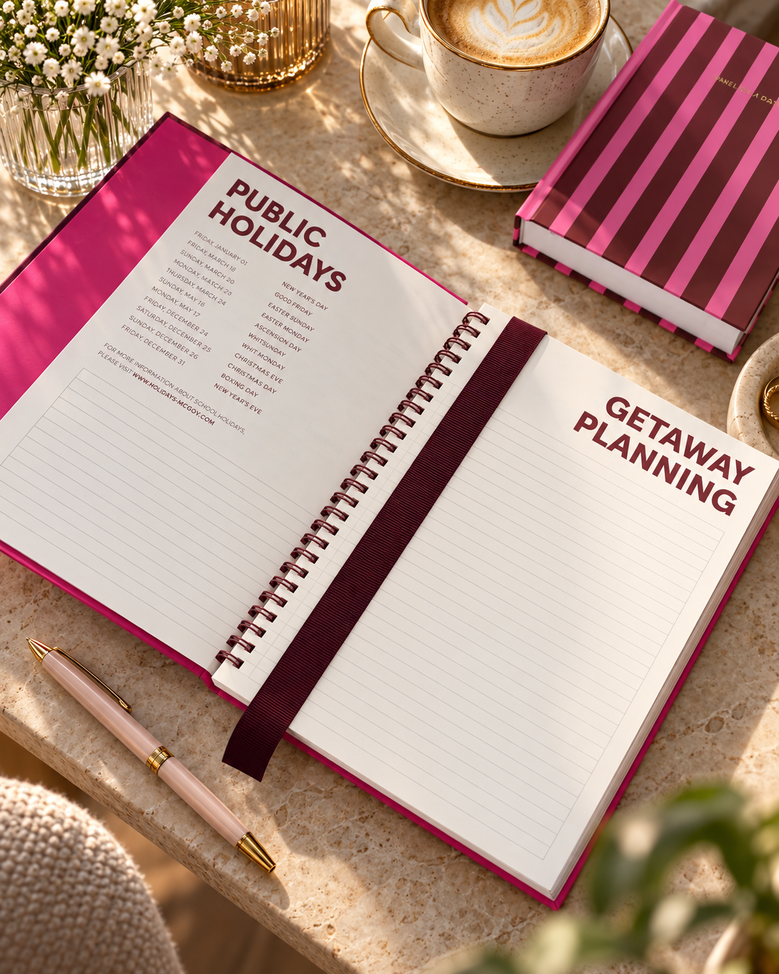 Organiser 2027 prune et rose