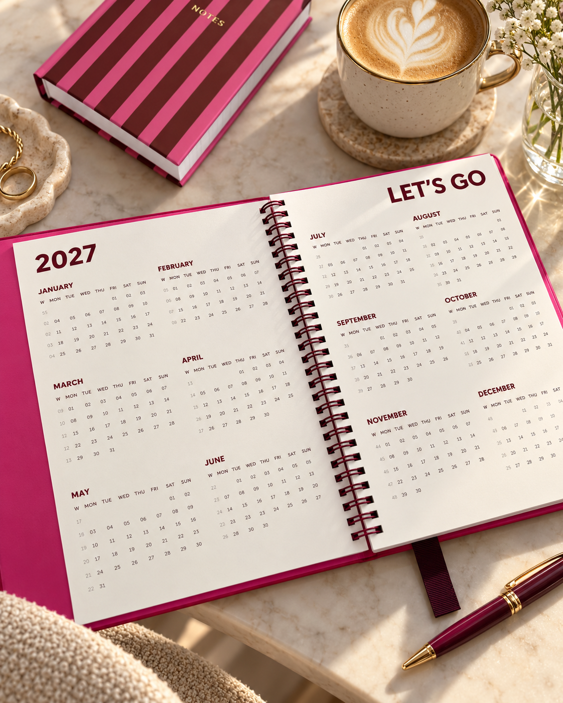 Organiser 2027 prune et rose